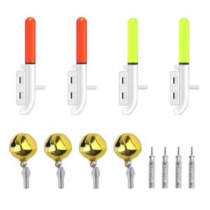 Bissanzeiger Angeln LED Knicklichter mit Alarmglocke für Angelrute Nachtangeln und Meeresangeln