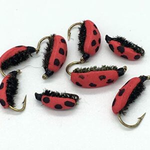 Lady Bird Beetle Fliegen für Forelle und Karpfen, 8 verschiedene Musterfarben, Größe 10–16 cm, hochwertiges Angelzeug