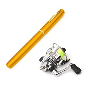 Lixada Angelausrüstung, Zusammenklappbar Angelrute Reel Combo Mini Pen, gefaltet, mit Rollenrad und Goldfarbe