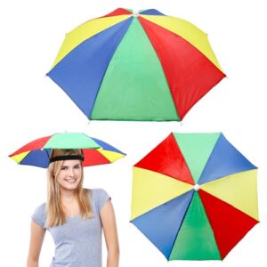 Regenschirmhut 3 Stücke, Regenbogenfarben, faltbar, hochwertiges Material, geeignet für Erwachsene und Kinder, Schutz vor Regen und Sonneneinstrahlung