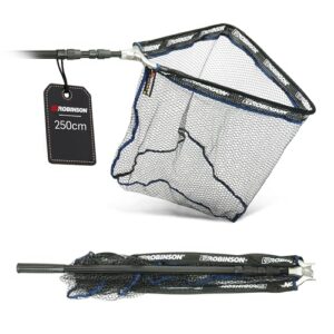 Robinson Gummiert Kescher Angeln mit verstärktem Aluminiumrahmen, Teleskop Unterfangkescher und 3 verschiedenen Längen (1,5m/2m/2,5m)