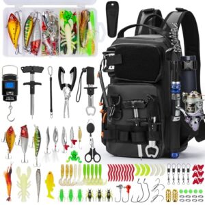 Umfassendes Angelzubehör-Set mit Rucksack, Angelbox, Angelzubehör, Köder, Haken, Senker und Zubehör-Set für Männer - Ideales Geschenk für jeden Angler