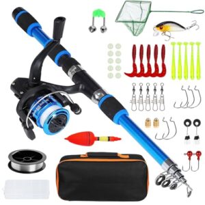 UBERMing Angelset für Kinder, Teleskop-Angelrute mit 1,8m Angelschnur und Angelrolle, perfekt für Kinder und Anfänger
