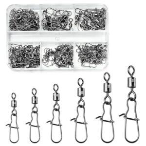 Set aus 100/200 Stück Rollende Angel Wirbel mit Karabiner Edelstahl für verschiedene Angelszenarien, einschließlich Süßwasser und Salzwasser Angeln