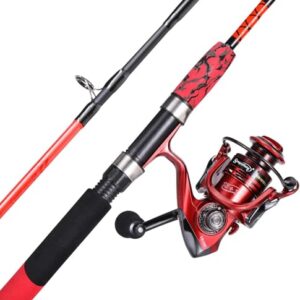 Yun Nong Spinnrolle & Angelruten-Kombination, 2-teilige Reise-Angelrute mit langlebiger Graphit- und Glasfasermischung, ergonomischer Korkgriff und einstellbarer Rechts- oder Linkshandgriff