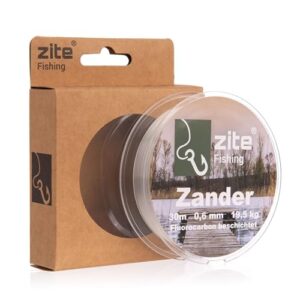 Zite Fishing Fluorocarbon Vorfachschnur 0,60 mm | 30 m monofile Schnur mit Fluoro-Beschichtung | Extra stark für Zander 19,5 kg Tragkraft | Für Jig, Chebu & Hardbait-Rigs