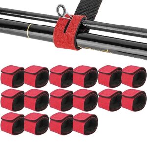 Set von 16 hochwertigen Angelgurten aus Nylon, rot und schmal geschnitten, zum Binden von Ruten und zur Verhinderung der Streuung von Angeltaschen und Aufbewahrung.