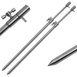 Rutenhalter Bankstick Edelstahl, 2 Stück, Länge 50-90cm, Durchmesser 9,5/6mm, perfekter Helfer für jeden Angler