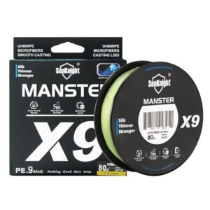 Hochwertige geflochtene Angelschnur Seaknight X9 für Karpfenausfresser und Forellenangeln, 9 Stränge, Salzwasser geeignet, verschiedene Längen verfügbar (150M/300M/500M)