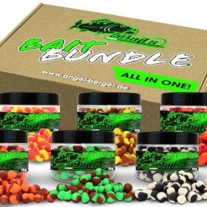 Bundel von Mini Boilies in verschiedenen Farben und Größen für die Angel-Sportart, ideal für Feeder- und Method-Rigs