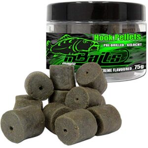 Magische Angelköder aus Black Shellfish von Angel-Berger - Halibut Pellets 20mm mit einer außergewöhnlichen Farbe und Aromen für Method-Feedern oder kurze Ansitze auf Karpfen