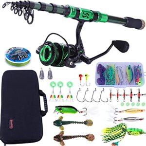 Teleskoprute aus Kohlefaser, 12 + 1 BB Spinning Reel mit Transporttasche für Angelruten und Angelrollen