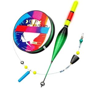 Automatischer Bobber Angelschnur-Set, 100 Meter Hochsensibilität und Widerstandsfähigkeit, Portable Lure Fishingline Set mit Farbwechsel Float für Frischwasser und Salzwasser Angeln