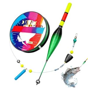 Automatisches Angelschnur- und Bobber-System für Nacht- und Frühfischer mit farbwechselnder, 100m Vorbundener Angelschnur und automatischem Schwimmer