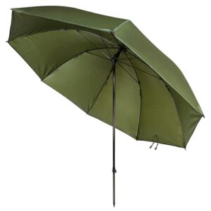 Wasserdichter Angelschirm mit 45° Neigungswinkel, robuster Schirm für Angler, inkl. Aluminiumstange, Sturmfest und UV-Schutz, Olivgrün (2,50m Bogenmaß)
