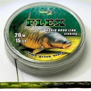 Fischereiausrüstung, braides Hooklink, 20 Meter lang, grün schwarz lackiert