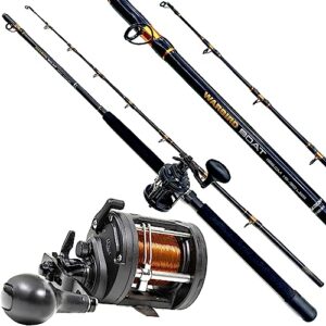 Fischen auf der Nordsee: Umfassendes Angelset mit Bootsstange, Reel und Angelschnur für ambitionierte Angler, ideal für große Heilbutt-Arten, Dorsche, Köhler und Leng