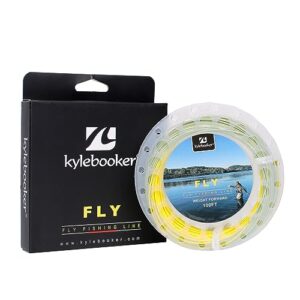 Fly Fishing Line mit geschweißtem Loop, Floating Weight Forward Fly Lines 100FT WF8F, Moss Green und Gold