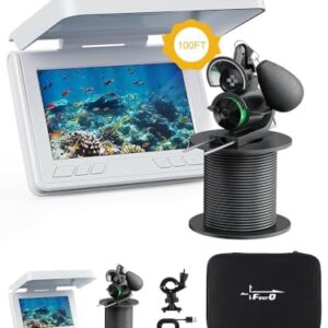 FourQ Unterwasser-Angelkamera mit Ultra-Weitwinkel Video-Fischfinder, 4,3 Zoll HD LCD-Monitor und IR-Nachtsicht für Angel-Ausrüstung