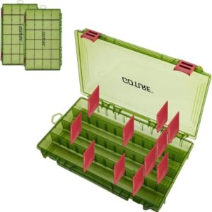 Ergonomische Angelzubehör-Köderbox aus Kunststoff mit transparenter Sicht, verstellbaren Trennwänden und rutschfesten Doppelverschlüssen für die sichere Aufbewahrung von Angelhaken, Senkblei und Gewichten