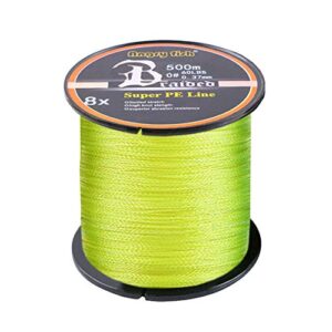 Geflochtene Angelschnur 8fach 500m PE Super Starke Geflochete Schnüre, Gelb, 0.8# 0.15mm/8.18kg/18lb für Süßwasser- und Meeresfischfang