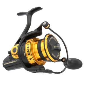 Penn Spinfisher VII Long Cast, Spinnrolle für Meeresangeln, IPX5 dichtung, geeignet für verschiedene Fischarten, Schwarz-Gold, 750g