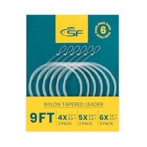 Vorgebundene Schlaufen zum Fliegenfischen, Tapered Vorfach Nylon, 6 Packungen, Durchmesser 4X, 5X und 6X