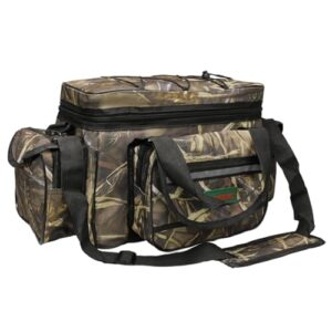 Große Angeltasche mit hoher Kapazität, aus Nylon gefertigt, mit breitem Schultergurt und Handgelenksriemen, ideal für verschiedene Outdoor-aktivitäten wie Wandern, Angeln und Klettern.