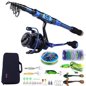 Fishing rod set mit Teleskop-Angelrute und Spinnrolle, ideal für Salzwasser und Süßwasser Angeln