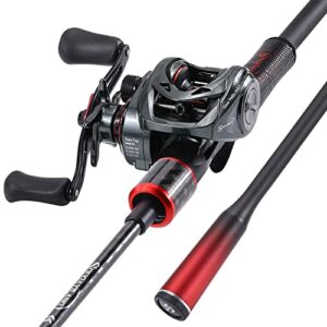 Baitcasting Angelrute und Rolle, mittelgroß, 1,8 m, niedriges Profil mit SuperPolymer-Griff