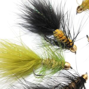 Hochwertiger Messing-Kegelkopf Woolly Bugger für Fliegenfischen, attraktives Design, 12 Stück