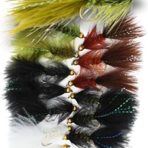 Woolly Bugger Fliegen für das Forellenfliegen - Sortiment, Streamer-Fliegen 15er-Pack Größe 10#