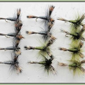 Wulff Forellenfliegen, Maifliegen, ohne Widerhaken, Grau und Olivgrün, Größe 10, Frühsaison, Flüsse - Perfekte Angelfliegen für die Frühjahrssaison mit chemisch geschärften Widerhaken
