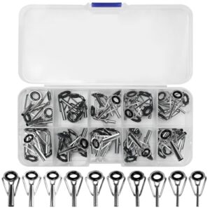 Angelruten-Reparatur-Spitzenring-Set in Edelstahl mit 50 Stücken und 10 Größen für Süßwasser und Salzwasser Angeln