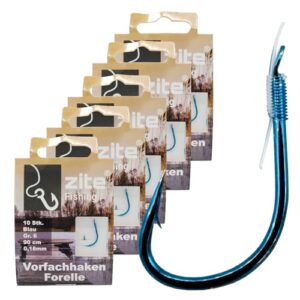 Vorfach-Haken Forelle Gebunden - Größe 6-10 Angelhaken mit Vorfach-Schnur fürs Forellenangeln