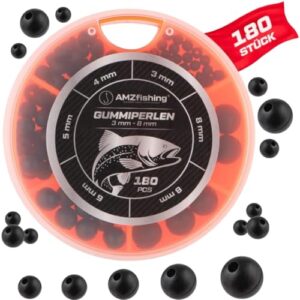 Gummiperlen Set 3mm-8mm, 180 Stück, zum Angeln und Posenangeln