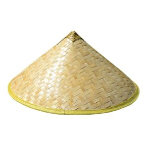 Handgefertigter Strohhut mit konischer Bauernhut, Hut Oriental, Chinesischer Hut, Reisbauer aus Stroh für Karneval, Kostüm, Halloween und Mottoparty