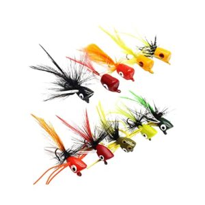 Harayaa 10x Fly Fishing Popper Lure Assortment, salmonfarben Fliegen für Fliegenfischen, hochwertige Köder für verschiedene Fischarten wie Bass, Panfish und Sunfish.