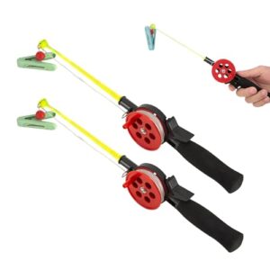 Hojalis Krabben Angelrute, 2 Stück ABS-Krabben-EIS-Angelruten 33.5CM, Kinderangel Krebsangel mit Klemmzubehör, Fischerei für Kinder, Angelrute für Kinder, Geschenk für Kinder