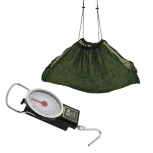 Karpfenwaage Set grün Carp Scale inkl. Wiegesack, mechanische Fischwaage für Karpfenfishing und Angeltechnik