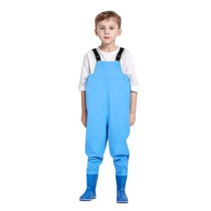 Kinder-Regen-Hose mit Stiefeln und Hosenträger, wasserdicht und rutschfest für Jungen und Mädchen, ideal für Outdoor-Aktivitäten wie Angeln oder Strandbesuche