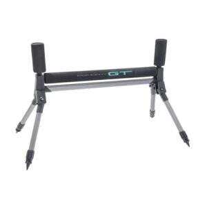 Leeda GT Pole Roller mit zwei Stangen und einer Bar, steht auf weißem Hintergrund. Schwarzes Design fürs Training zu Hause oder unterwegs.