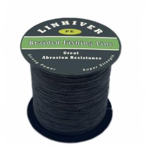 LinHiver geflochtene Angelschnur, starke Kraft, große Abriebfestigkeit, dünner Durchmesser, keine Dehnung, geringes Gedächtnis und hohe Empfindlichkeit (300m, 20LB, schwarz)