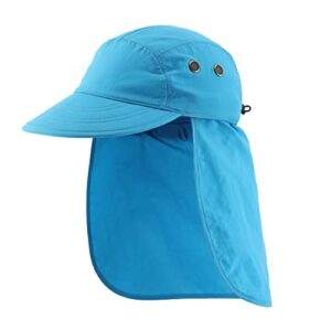 Herren Sommer Fischerhut mit UPF 50+ Sonnenschutz und Nackenklappe, Himmelblau