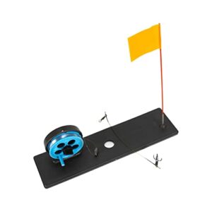 Hochwertige Eisangeln Tip-Up mit orangefarbenen Stangenflaggen, ideal für den Winterfischfang