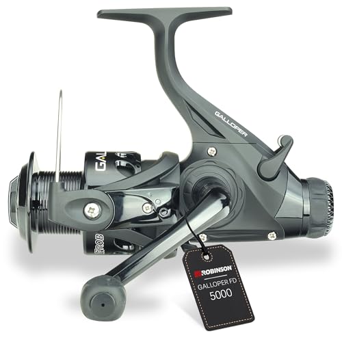 Angelrolle mit Freilauf, leichte Graphitausführung und rutschfestem Griffknopf für optimalen Fang Erfolg