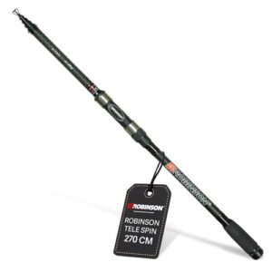 Robinson Angelrute, Teleskop-Fischerhaken, Karbon-Gefäß, Kompakttransportmaß, widerstandsfähige Ringe, Rutschfester Rollenhalter für Fischen im Outdoor-Bereich