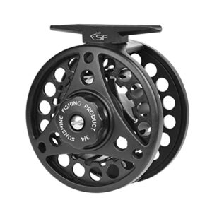 SF Große Laube Rolle zum Fliegenfischen mit Aluminiumlegierungskörper 3/4 WT Die-Cast Fliegenrolle Mattschwarz - hochwertige Fliegenrolle für das Fliegenfischen, aluminiumlegierungskörper und die-cast-fliegenschnur