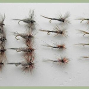 TroutfliesUK Adams Trockenfliegen, 16 Stück pro Packung, 4 verschiedene Sorten, männlich, weiblich, unwiderstehlich, Fallschirm, gemischte Größen