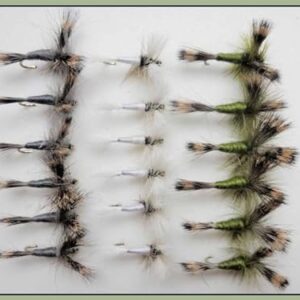 Wulff Forellenfliegen, Maifliegen, 18 Stück, Grau Oliv und Weiß, Größe 10, Frühsaison, Fluss
